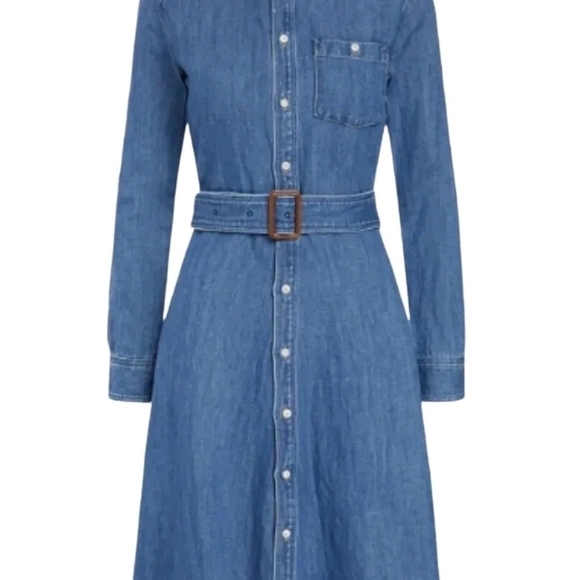 Polo Ralph Lauren Womens Denim JEAN DRESS Western A Line Shirt Dress - Picture 3 of 9